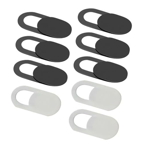 Toddmomy 9pcs Webcam Cover Privacy Protective Slide Camera Shield for Laptop Phone Computer with Metal Oval White Black for Visual Security