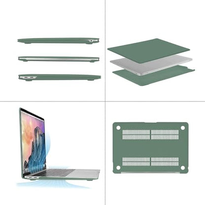 MOSISO Compatible with MacBook Air 13 inch Case M1 2021 2020 2019 2018 Release A2337 A2179 A1932 Touch ID, Plastic Hard Shell Cover&Keyboard Cover for MacBook Air 13.3 inch Case M1, Midnight Green - color: Midnight Green