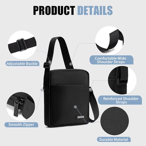 OSOCE Messenger Bag Crossbody Shoulder Bag for Men | Multi-Pocket, Adjustable Shoulder Strap, Lightweight, Suitable for Travel Hiking Commuting Outdoor - size: Small
