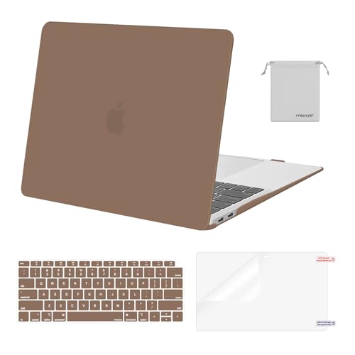 MOSISO Compatible with MacBook Air 13 inch Case M1 2021 2020 2019 2018 | A2337 A2179 A1932, Protective Hard Shell&Keyboard Cover&Screen Film&Pouch for MacBook Air 13.3 inch Case, Caramel Brown - color: Caramel Brown