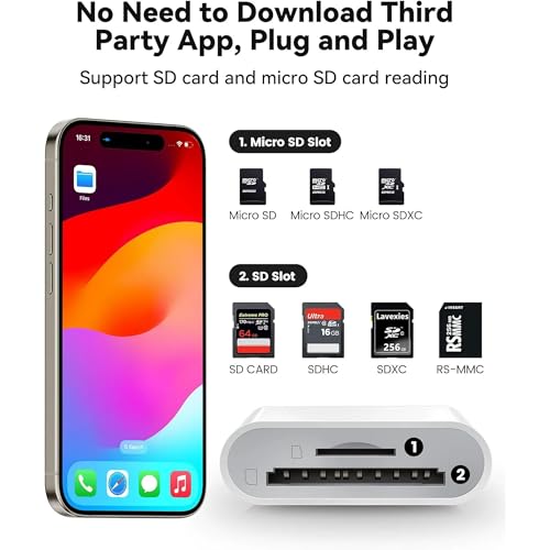 USB C SD Card Reader,USB 3.0 High Speed to SD Card Adapter for iPhone 15/16 Pro Max iPad Pro Trail Game Camera Viewer for MacBook Pro/Air iMac M1 M2 M3 Galaxy S24 Android PhoneTablet