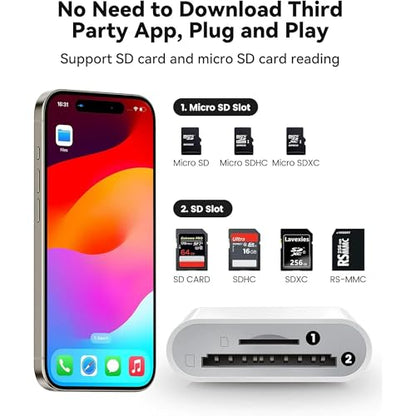 USB C SD Card Reader,USB 3.0 High Speed to SD Card Adapter for iPhone 15/16 Pro Max iPad Pro Trail Game Camera Viewer for MacBook Pro/Air iMac M1 M2 M3 Galaxy S24 Android PhoneTablet