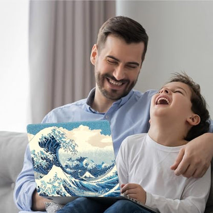 DEGDFSGR 12.1-15.6 Inch Universal Reusable Laptop Skin Sticker Decal, Waterproof Removable Protector for Notebook Cover, Scratch-Resistant Vinyl Cuttable Full Wrap Sticker, Blue Sea with White Wave - color: Blue Sea With White Wave