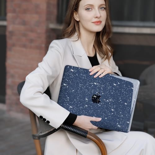MOSISO Compatible with MacBook Air 13 inch Case M5 M4 M3 M2 2026-2022 | 4 in 1 Kit Bling Sparkly Hard Shell for MacBook Air 13.6 inch Case, Glitter Cover, A3449 A3240 A3113 A2681, Midnight - color: Midnight Blue
