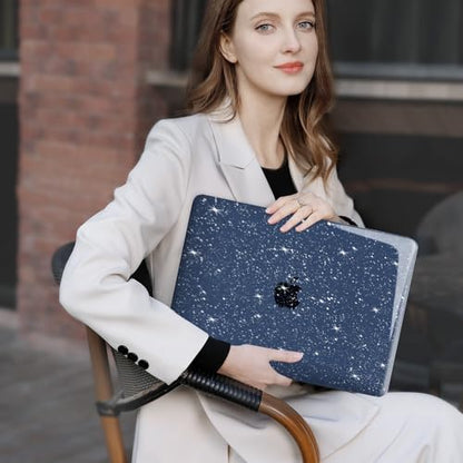 MOSISO Compatible with MacBook Air 13 inch Case M5 M4 M3 M2 2026-2022 | 4 in 1 Kit Bling Sparkly Hard Shell for MacBook Air 13.6 inch Case, Glitter Cover, A3449 A3240 A3113 A2681, Midnight - color: Midnight Blue