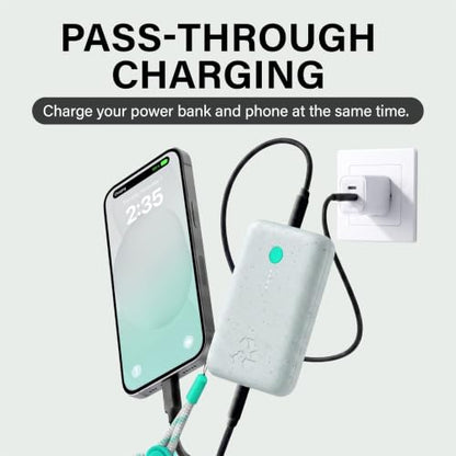 Nimble Champ Portable Charger, 10000mAh Power Bank, 20W Dual USB-C Charging | Compatible with iPhone, Samsung, Tablet, iPad, MacBook, Travel Essential Power Bank with 2ft USB C Cable Included - color: Luna White
