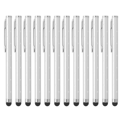 PATIKIL Stylus Pens for Touch Screens, 12 Pcs High Precision Universal Bling Stylus Crystal Metal Capacitive Pen for Touch Screen Devices Phone Tablets Laptop, Silver - color: Silver