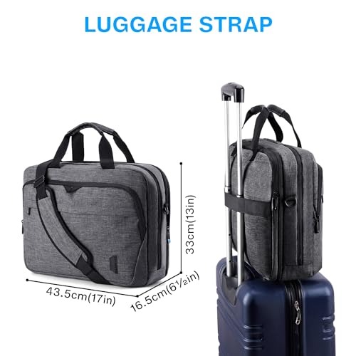 BAGSMART 17.3 Inch Laptop Bag Expandable Computer Bag Briefcase, Dark Grey | Men Women Laptop Shoulder Bag,Work Bag Business Travel Office - color: Dark Grey-17.3 Inch