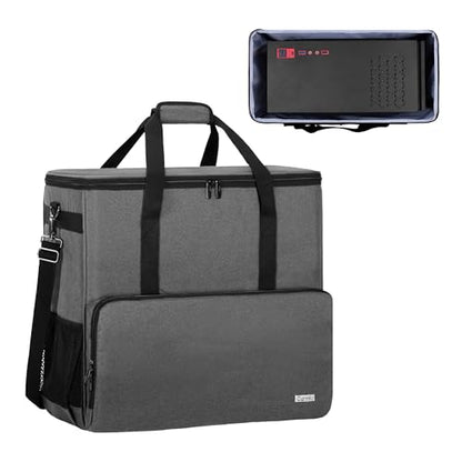 CURMIO PC Carrying Case, Desktop Travel Bag for Full Computer Tower, Gray | Computer Desktop Tower Case with Shoulder Straps Fit ATX/M-ATX Motherboards, Keyboard, Mouse, Cables & Earphones - color: Grey
