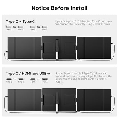 Dopesplay Laptop Screen Extender, 14" Triple Portable Monitor for Laptop, FHD 1200P IPS Screen Extender Monitors for 14"-17.3" Carry a USB flash drive，Plug & Play Compatible with Windows, Mac, Android - size: 14.1inch