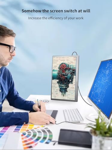 cjc 15.6" FHD Portable Touch Screen Monitor with Kickstand - USB C HDMI External Travel Display for Laptop, Phone, Gaming Console, Second Screen (15.6“ 60Hz) - size: 15.6“ 60Hz