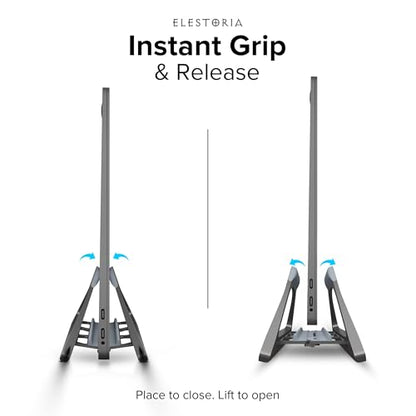 Aluminum Vertical Laptop Stand with Gravity Auto-Lock – Adjustable Laptop Holder Vertical fits MacBook Pro/Air, Chromebook & Gaming Laptops up to 17.3" – Space-Saving Desktop Dock - Grey - color: Grey