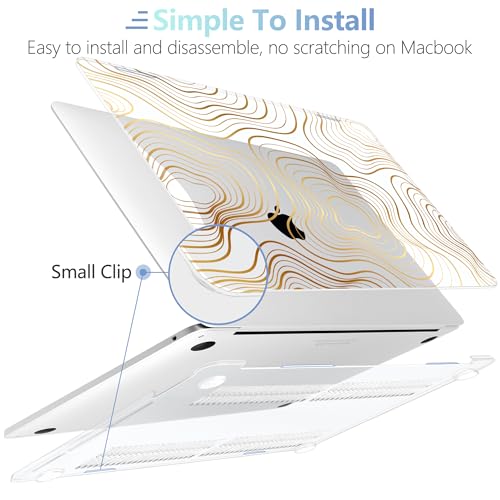 MEEgoodo for M2 MacBook Pro 13 inch Case 2022 2021 2020,Crystal Cover Fit Model A2338 M2/M1 A2251 A2289,Clear Case for 13.3-inch Laptop,Hard Shell for MacBook Pro M2, Abstract Linear Waves - color: Abstract Linear Waves
