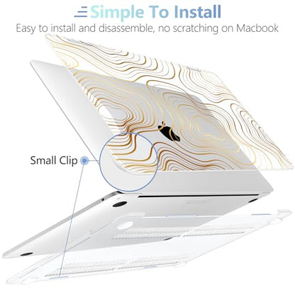 MEEgoodo for M2 MacBook Pro 13 inch Case 2022 2021 2020,Crystal Cover Fit Model A2338 M2/M1 A2251 A2289,Clear Case for 13.3-inch Laptop,Hard Shell for MacBook Pro M2, Abstract Linear Waves - color: Abstract Linear Waves