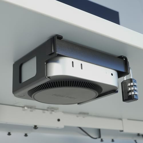 Under Desk Mount for Mac Mini M4/M4 Pro | Anti-Theft Metal Bracket with Password Lock & Protective Padding |VESA-Compatible Hidden Installation (Desk/Monitor)