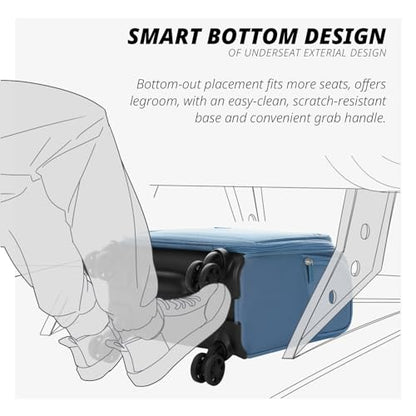 Verage Underseat Carry On Luggage with Wheels,14.5-Inch Plus Underseat | Personal Item Bag,Airline Approved, Laptop Compartment, USB Charging Port - color: Coast Blue, size: 14.5-Inch Plus Underseat