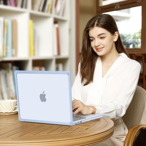 MOSISO Compatible with MacBook Air 13 inch Case M5 2026 M4 M3 M2 2025-2022 | A3449 A3240 A3113 A2681, 3 in 1 Kit Crack-Resistant Heavy Duty Protective Hard Shell Case Cover with TPU Bumper, Baby Blue - color: Baby Blue