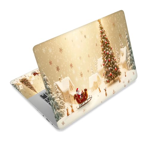Universal Laptop Skin Sticker Decal,15.6 Inch Laptop Vinyl Cover for 13" 14" 15.6" Laptop,Scratch-Resistant Waterproof Protector Wrap,Reusable with Wrist Pads,Magical Christmas Santa Scene - color: Magical Christmas Santa Scene