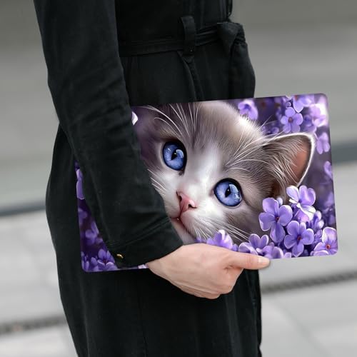 Laptop Skin Sticker Decal 12" 13" 13.3" 14" 15" 15.6",Waterproof Scratch Resistant Vinyl,Reusable Easy to Apply,for MacBook HP Dell Notebooks Netbooks Laptop,2 Wrist Pads,Cat Purple Flower - color: Cat Purple Flower