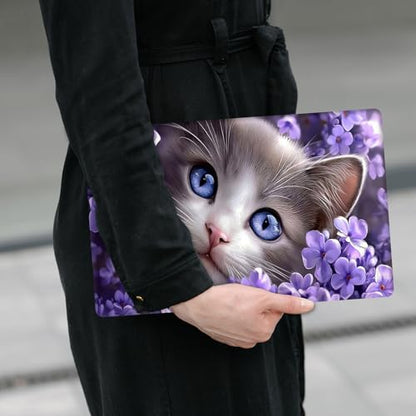 Laptop Skin Sticker Decal 12" 13" 13.3" 14" 15" 15.6",Waterproof Scratch Resistant Vinyl,Reusable Easy to Apply,for MacBook HP Dell Notebooks Netbooks Laptop,2 Wrist Pads,Cat Purple Flower - color: Cat Purple Flower