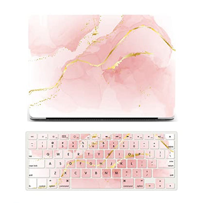 Laptop Case Compatible with MacBook Air 13 inch Case 2017 2016 2015 2014 2013 2012 2011 2010 Release Model A1466 A1369, Plastic Hard Shell Case Cover & Keyboard Cover Skin - Pink Marble - color: 1255 Pink marble, size: Air 13" 2010-2017(A1369/A1466)