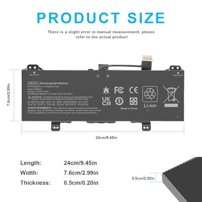 GB02XL Laptop Battery Replacement for HP Chromebook X360 14A 14-DB 11 G8 G7 G1 G2 EE/Chromebook 11A G8 G5 G6 EE/Chromebook 14 G5 14-DB0051CL Series hstnn-ub7m L42583-005 L42550-271 L42583-002 - size: GB02XL 11.50*5.51*0.67in