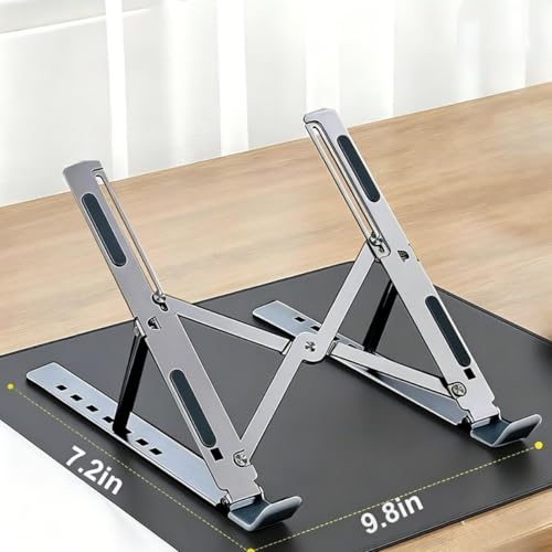 1Pc Foldable Ventilated Laptop Stand, Adjustable Desk Computer Riser, Portable Notebook Holder for 10-15.6 Inch Laptops (White)