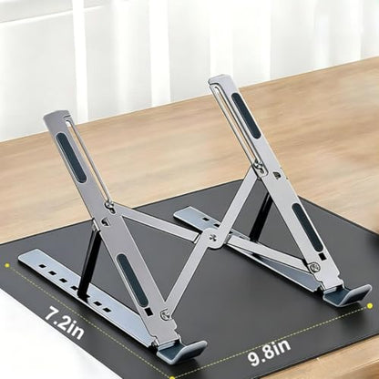 1Pc Foldable Ventilated Laptop Stand, Adjustable Desk Computer Riser, Portable Notebook Holder for 10-15.6 Inch Laptops (White)