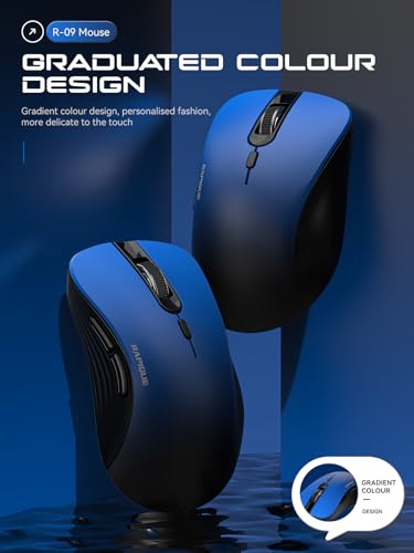 RAPIQUE Bluetooth Wireless Mouse - Dual Bluetooth & 2.4 GHz,Gradient Blue | Comfortable Grip, Quiet Clicks, Low Power - 3-Device Switching mouse for Laptop, PC, Mac, Tablet and Computer - color: Gradient Blue
