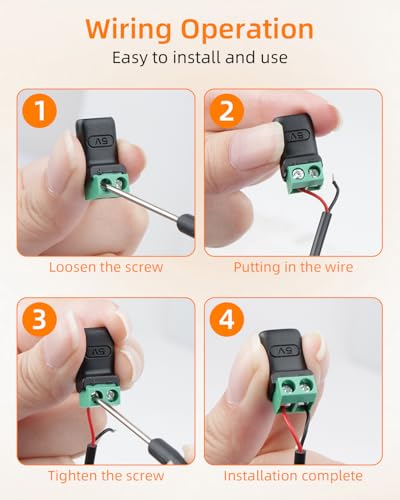 GELRHONR USB C Female to 2Pin Screw Terminal Adapter, 5V Type C to 2 Pin Solderless Converter Connector for DIY, USBC Repairment and Small Appliances, 5Pack (C Female to 2Pin) - style: C Female to 2Pin