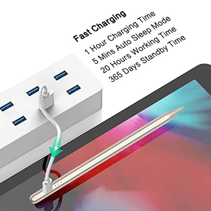 Stylus Pen for iPad 6th-11th Generation, 10 Mins Fast Charge Apple Pencil Compatible with 2018-2025 iPads Pencil, Apple Pen for iPad Pro 11"/12.9"/M4, Air 3/4/5/M2/M3, Mini 5/6 Gen-Starlight - color: Starlight