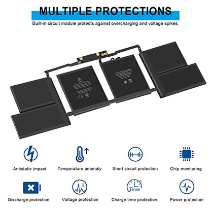 TREE.NB A1820 Battery Replacement, A1707 Laptop Battery for MacBook Pro 15 A1707 Late 2016 / Mid 2017 EMC 3072 EMC 3162 MLH32CH/A MLH42CH/A MLW72CH/A MLW82CH/A MPTR2LL/A MPTT2LL/A 11.4V 76Wh - size: 12.4x3.58x0.28inch A1820