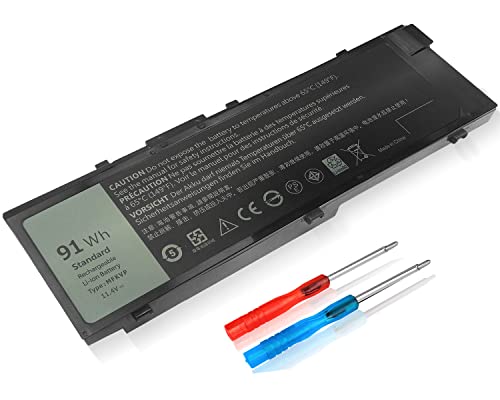 91Wh MFKVP 11.4V Laptop Battery for Dell Precision 15 7510 7520 17 7710 7720 M7510 M7710 GR5D3 M28DH RDYCT 451-BBSF 451-BBSB TWCPG 0FNY7 1G9VM T05W1 - size: 9.6 x 3 x 0.55 inches MFKVP BATTERY