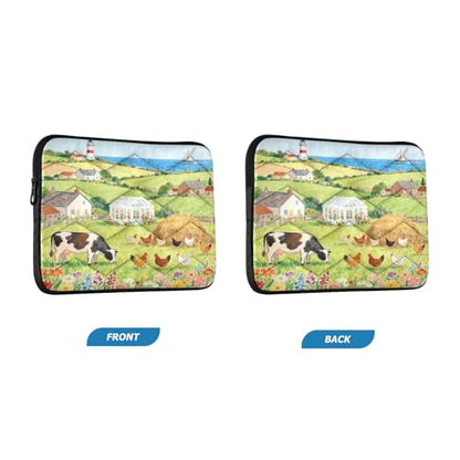 Cute Spring Scene Green 13” Quilted Laptop Sleeve Case Soft Notebook Protector Bag Computer Carrying Case - color: Cute Spring Scene Green, size: Medium