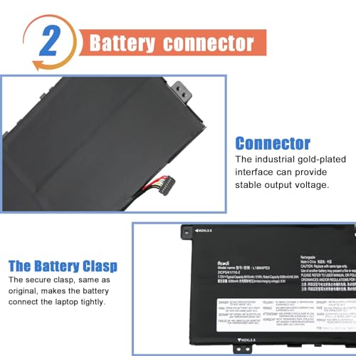 ASODI L18M4PE0 L18L4PE0 Laptop Battery Compatible with Lenovo Yoga C740-14IML Series 5B10W67296 5B10U40209 5B10U40210 5B10W67185 7.72V 51Wh 6610mAh - size: 12.28*4.45*1.26 inches L18M4PE0