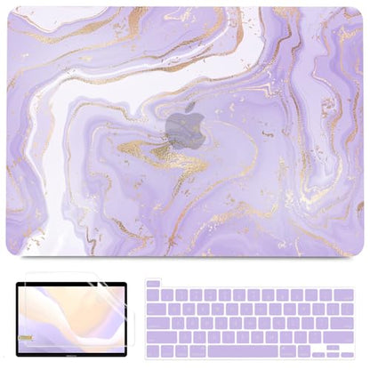 BELKA for MacBook Pro 13 inch Case M2 M1 2022 2021 2020-2016, Purple Marble | A2338 A2251 A2289 A2159 A1989 A1706 A1708, Plastic Hard Shell for MacBook Pro 13.3 inch Case&Keyboard Cover&Screen Protector - color: Purple Marble