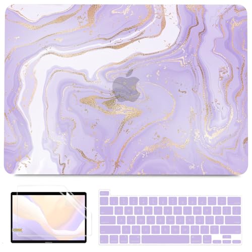 BELKA for MacBook Pro 13 inch Case M2 M1 2022 2021 2020-2016, Purple Marble | A2338 A2251 A2289 A2159 A1989 A1706 A1708, Plastic Hard Shell for MacBook Pro 13.3 inch Case&Keyboard Cover&Screen Protector - color: Purple Marble