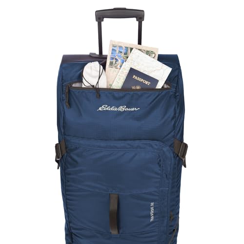 Eddie Bauer Traverse Luggage | Roller Wheels | Telescoping Handle | Travel | Vacation | Ripstop Nylon - Medium Indigo, 31" - color: Medium Indigo, size: 31"