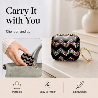 Compatible with AirPod 4 Case 2024, Cute Hard Plastic Protective Cover for Airpod 4th Generation Women, Shockproof Shell Skin with Gold Ring Keychain,Colorful Dots Camouflage - color: Colorful Dots Camouflage