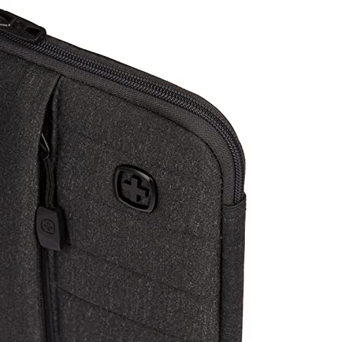 SwissGear Padded Zippered Laptop Sleeve, Micro-Twill Laptop Case with Zippered Front Compartment & Fleece Lining - color: Charcoal Heather, size: 13-Inch