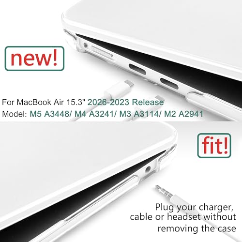 for MacBook Air 15 Inch Case M5 M4 M3 M2 (2026-2023) A3448 A3241 A3114 A2941, Protective Hard Shell Cover Compatible with Touch ID & Liquid Retina Display - Crystal Clear - color: Crystal Clear