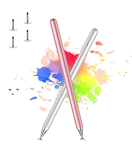 Stylus Pen for Touchscreen 2pcs, Magnetic Stylus Pens for Nintendo Switch | Metal Barrel,4Disc Tip,Lightweight Stylist ,No Charging Capacitive Stylus Pen for iPad/iPhone/Android Tablet(Pink/Silver) - color: Pink+Sliver