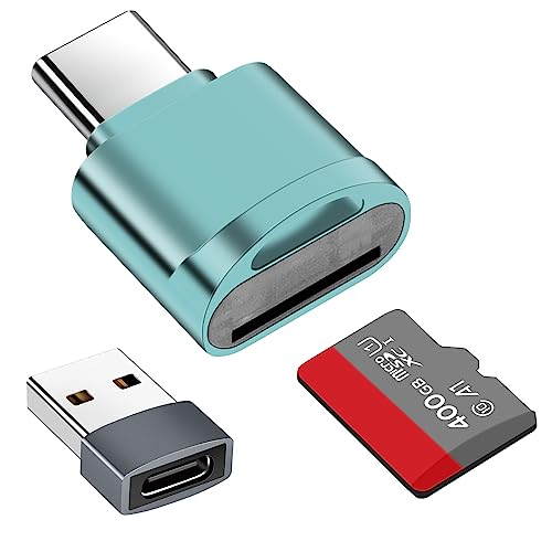 TF Card Reader, Micro SD Card Reader, Type C TF Memory Card Reader Adapter with USB C to USB Adapter Compatible with Laptops, MacBook, Samsung Galaxy (Blue) - color: Blue