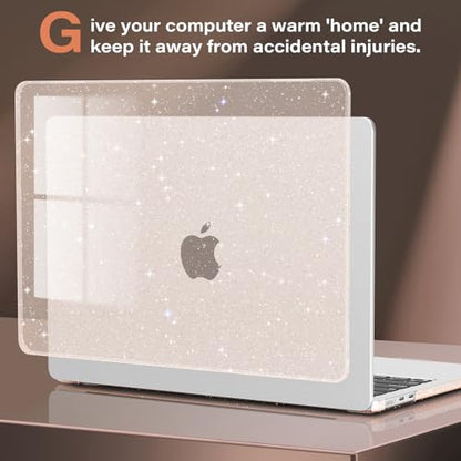 CISSOOK Compatible with MacBook Air 13 inch Case A3449 A3240 A3113 A2681 | 2026 2025 2024 2023 2022, 5in1 Set Hard Shell Case Keyboard Cover for MacBook Air 13.6 inch M2 M3 M4 M5, Cherry Pink Glitter - color: Air13.6inch-Cherry Pink Glitter Star