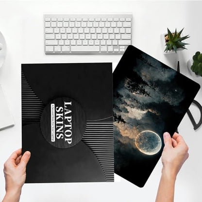 Universal Laptop Skin Sticker with 2 Wrist Pad Skins, Waterproof Scratch Resistant Vinyl Laptop Cover Decal, Cut to Fit for 11–15.6 Inch MacBook HP Dell Lenovo, Foggy Forest Moon - color: Foggy Forest Moon