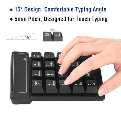 RaceGT Bluetooth Number pad, 19-Keys Wireless Numeric Keypad, Portable Mini Multi-Function Accounting Number Keypad Keyboard Extensions for Laptop/Desktop/Notebook - color: 19-keys