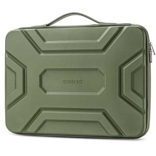 DOMISO 14 inch Laptop Sleeve with Handle, Shockproof & Waterproof EVA Protective Laptop case, Hard Laptop Sleeve for 14" HP Dell Asus Lenovo Laptop, Green - color: Green, size: 14 inch