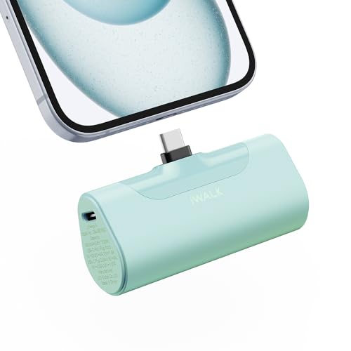 iWALK Portable Charger for iPhone 17/16/15 USB-C Small Power Bank 20W 4,500mAh Fast Charging Battery Pack Compatible with iPhone 15/16/17 Plus/17 Pro/17 Pro Max, Samsung Galaxy S25/S24/S23 Android - color: Mint-Green