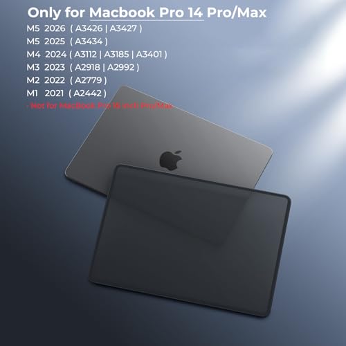 BlueSwan Anti-Cracking Hard Shell Case Compatible with MacBook Pro 14-inch M5 2026 2025-2021 Release M4 M3 M2 M1 Pro/Max Chip, Anti-Fingerprint Soft TPU Bumper, Frosted Black - color: Frosted Black