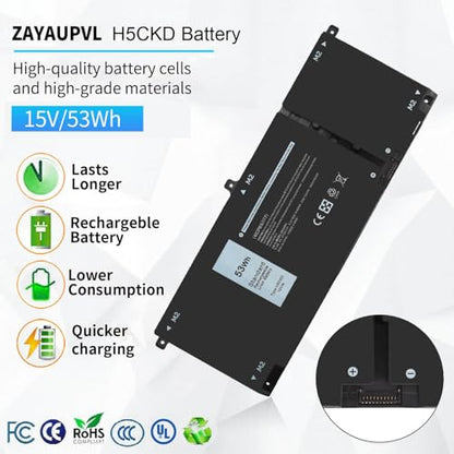H5CKD 53Wh Battery Replacement for Dell Inspiron 5300 5301 5401 5402 5408 | 5409 5501 5502 5508 5509,Inspiron 5400 5406 7405 7300 7306 7500 7506 2-in-1 Silver Latitude 3410 3510 Vostro 5502 15V - size: 9.38*3.88*0.25inch H5CKD